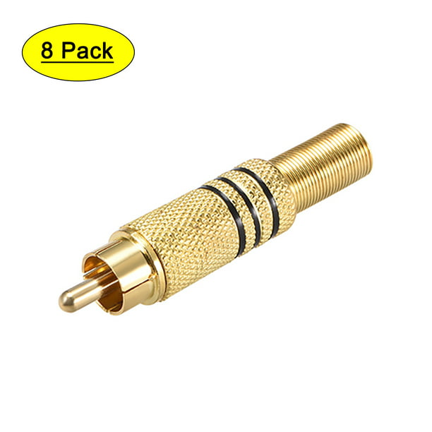 100 Pcs Gold Plated RCA Plug Audio Male Connector w Metal Spring